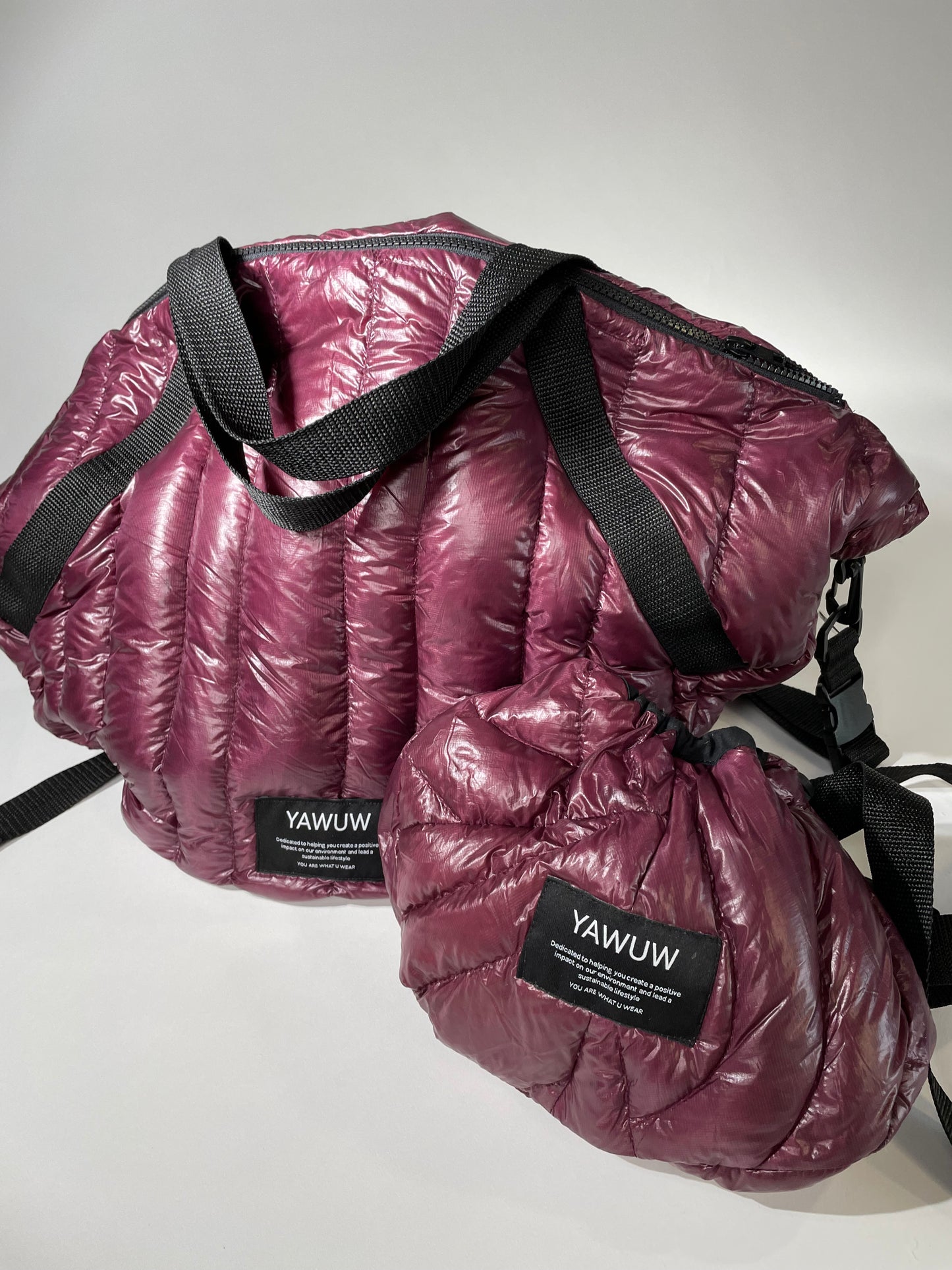 Large Weekend Bag - Upcycled North Face Jacket - Purple