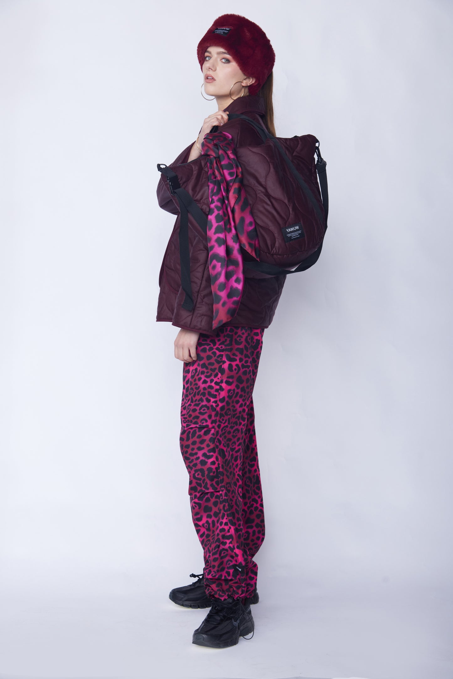 Burgundy Large Quilted Bag - With a Wool filling