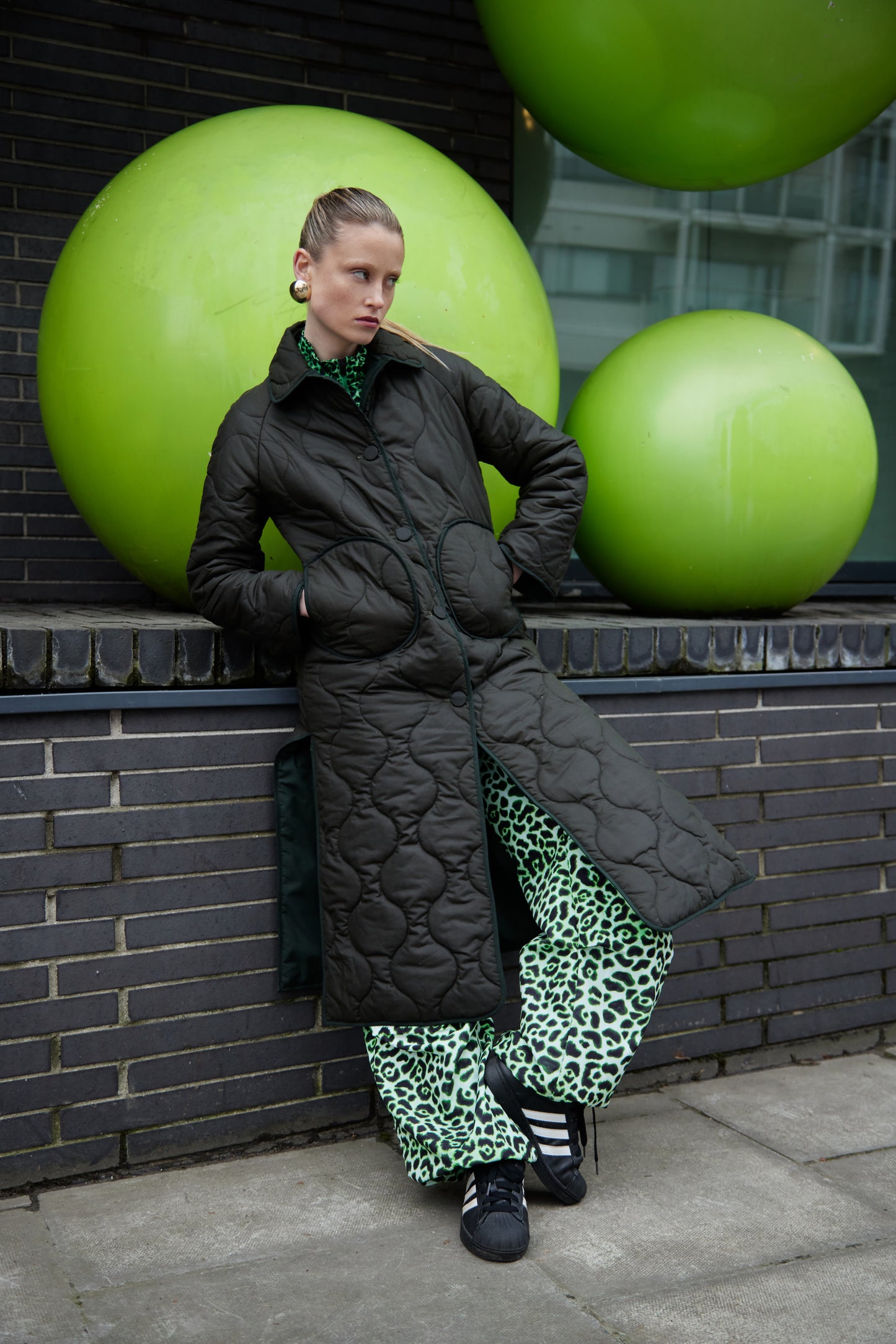Olive Quilted Coat - With Wool Quilting