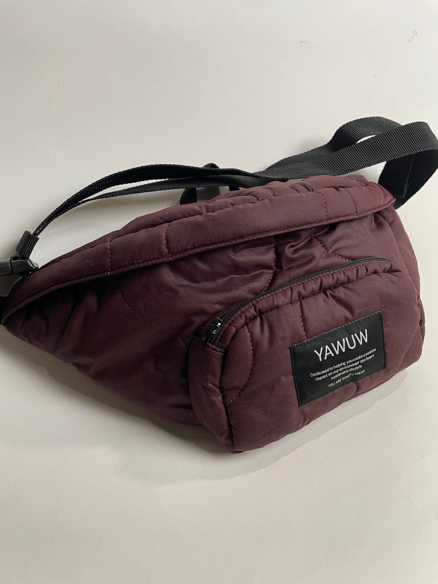Burgundy quilted organic cotton bumbag