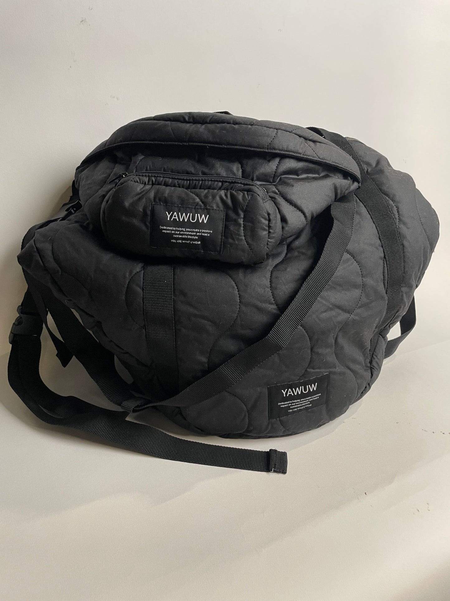 The set - 1. Black Quilted large bag and 1. bumbag