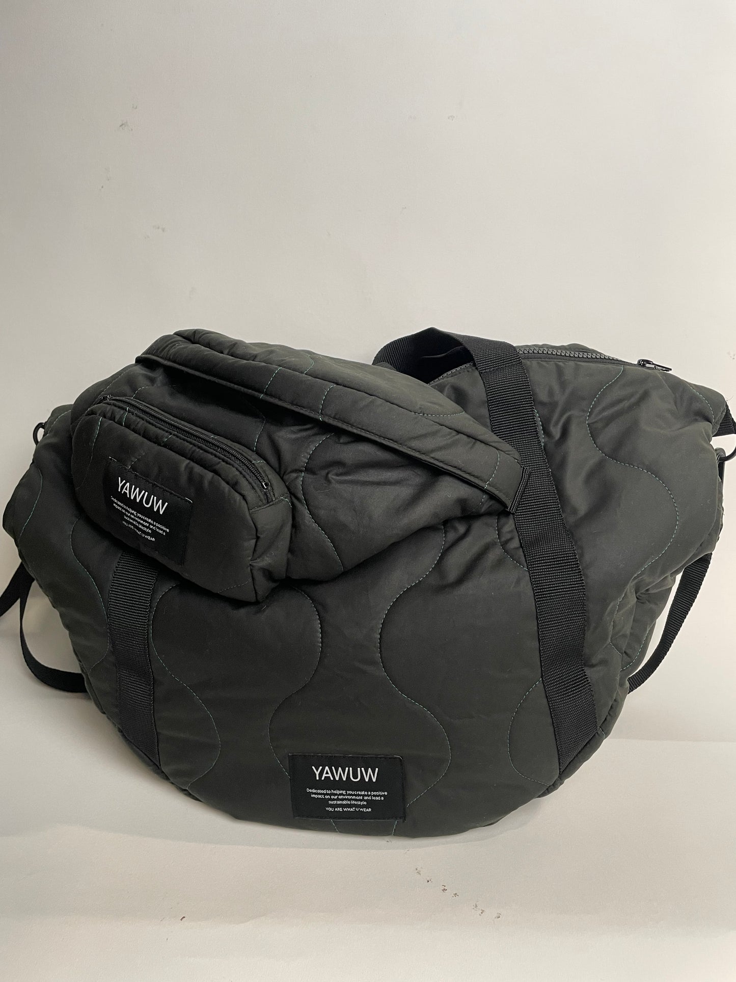 The set - 1. Olive green large bag and 1. small bumbag