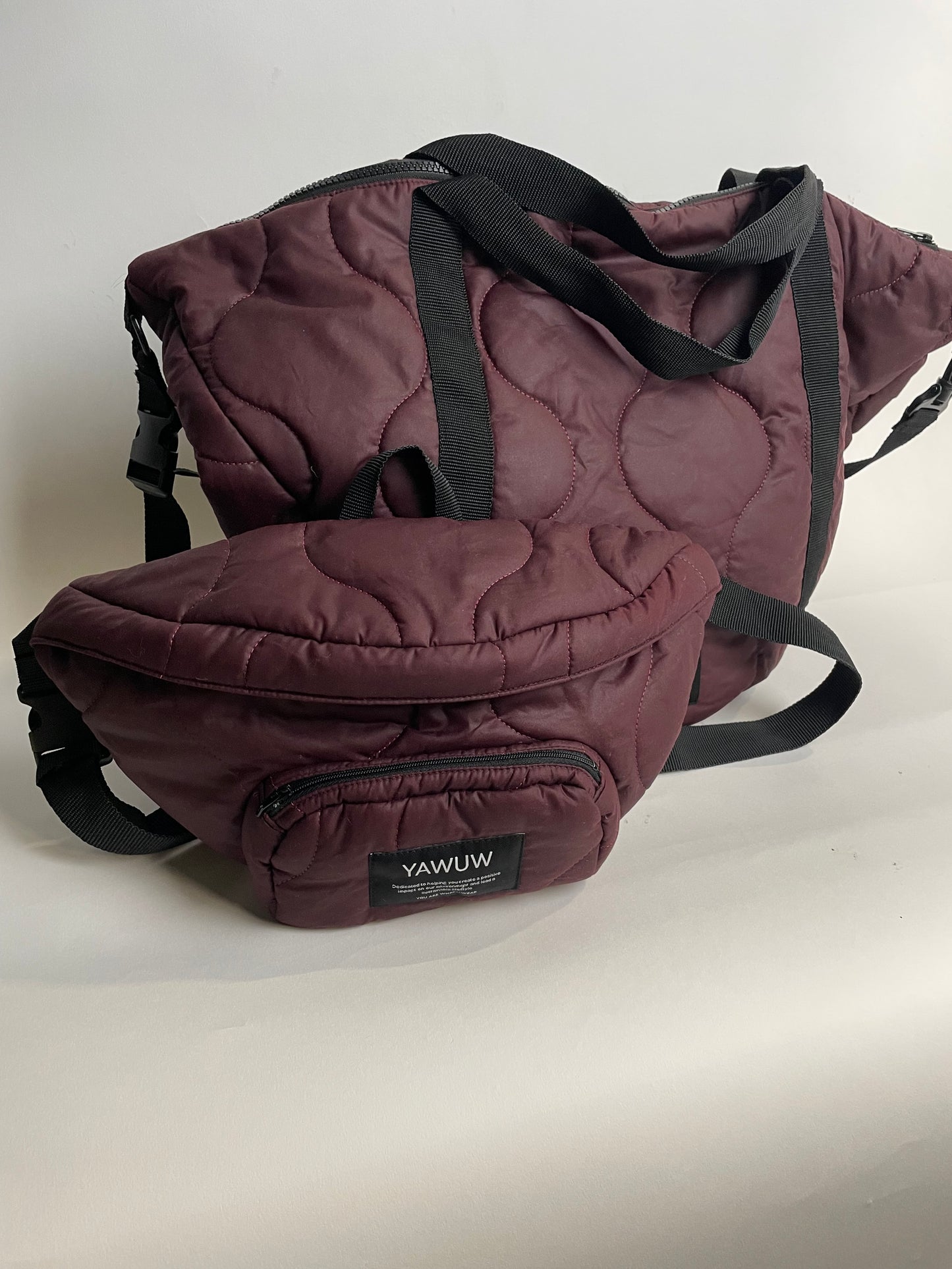 The set - Burgundy large weekend bag and small bumbag