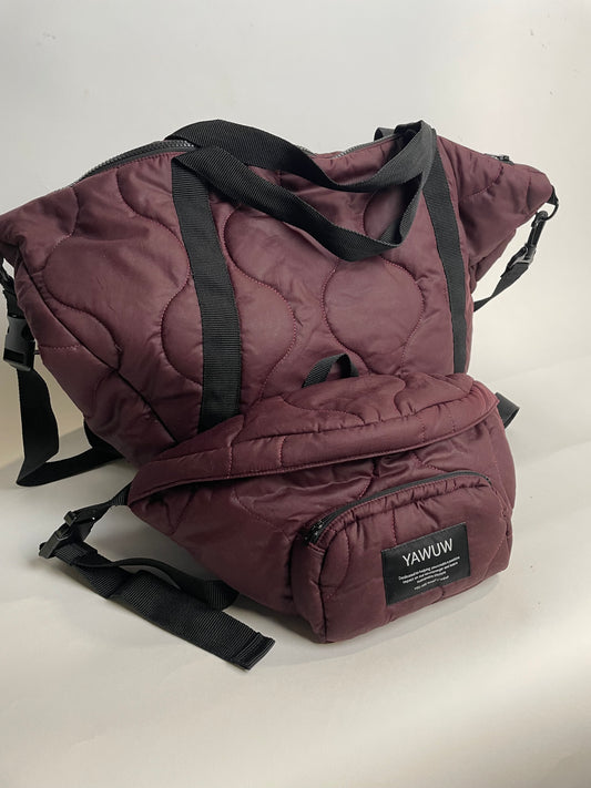 The set - Burgundy large weekend bag and small bumbag
