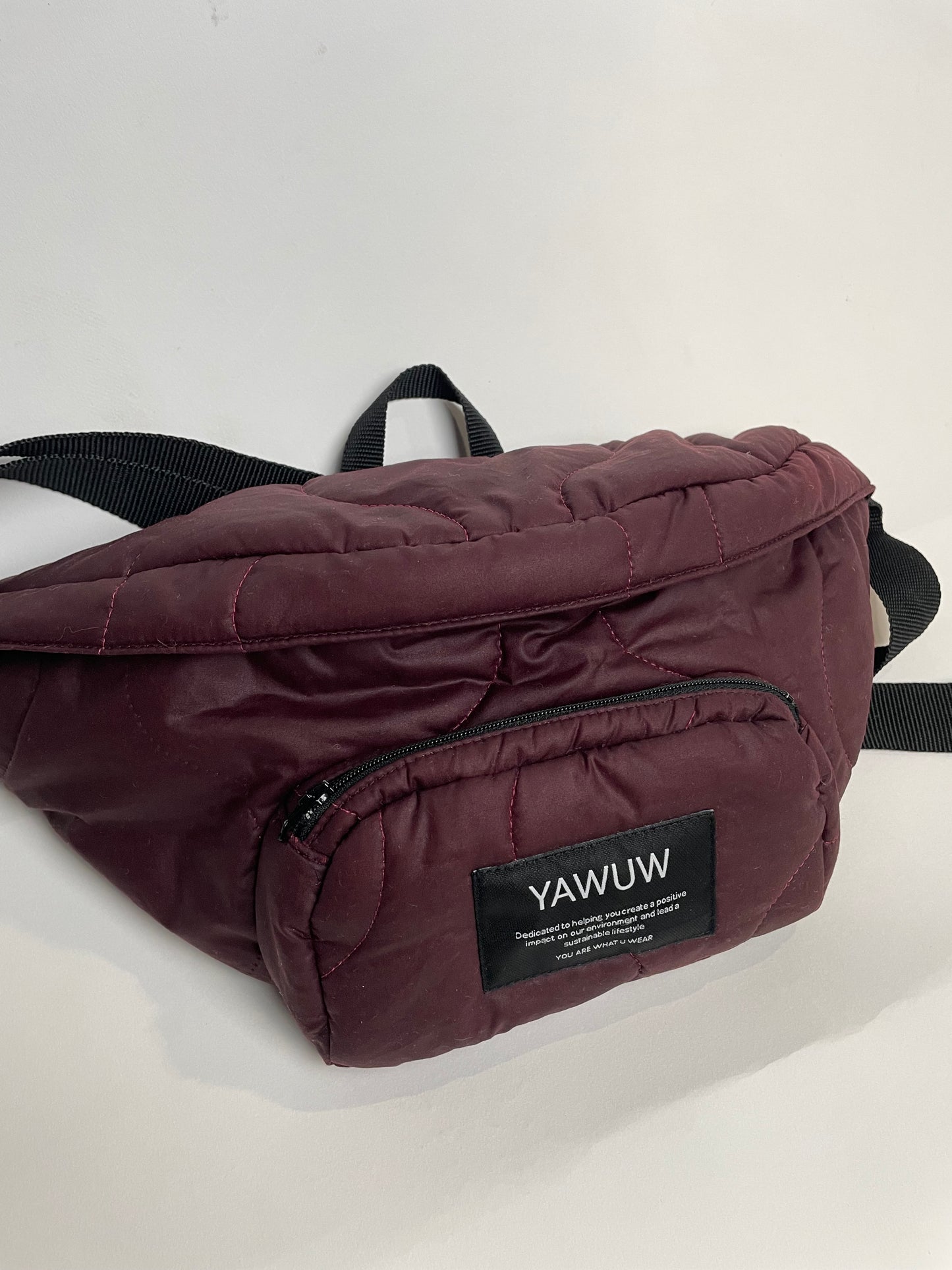 Burgundy quilted organic cotton bumbag