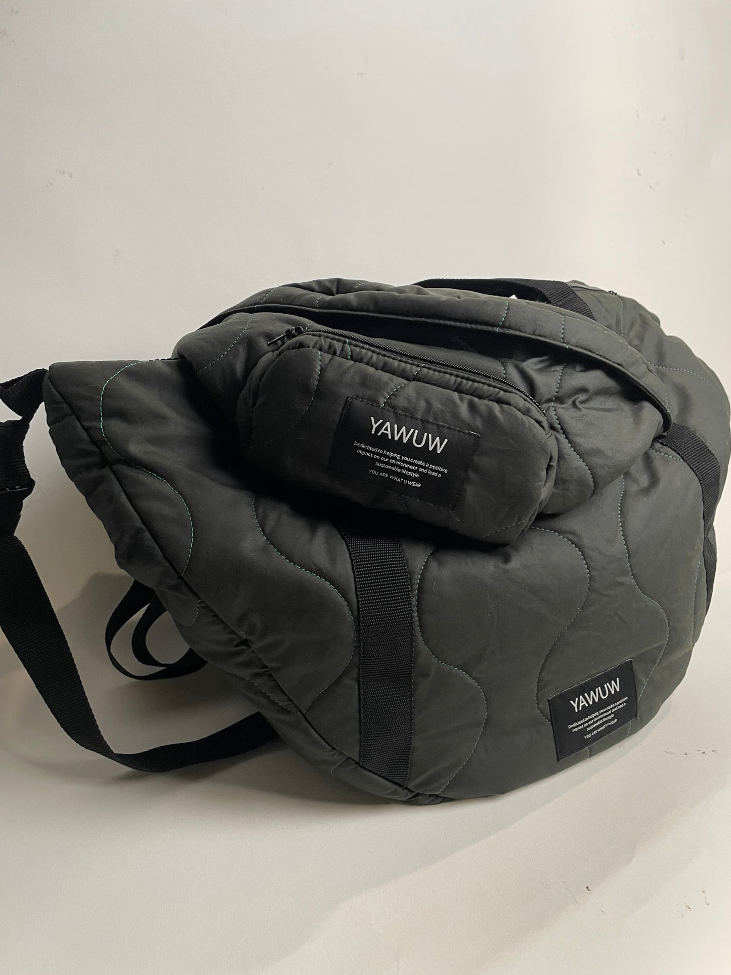 The set - 1. Olive green large bag and 1. small bumbag