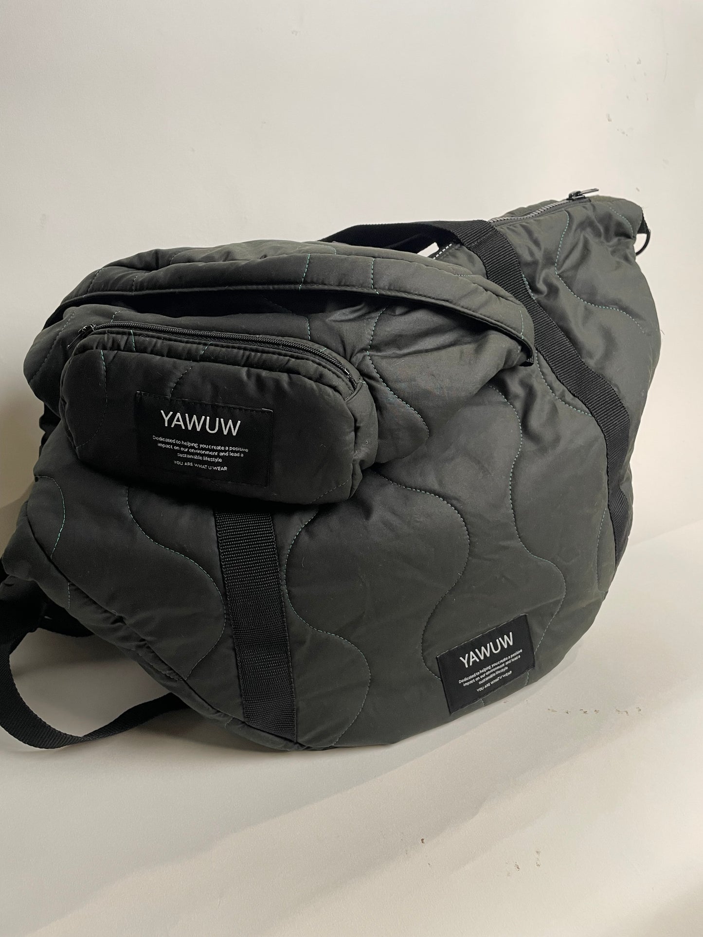 The set - 1. Olive green large bag and 1. small bumbag