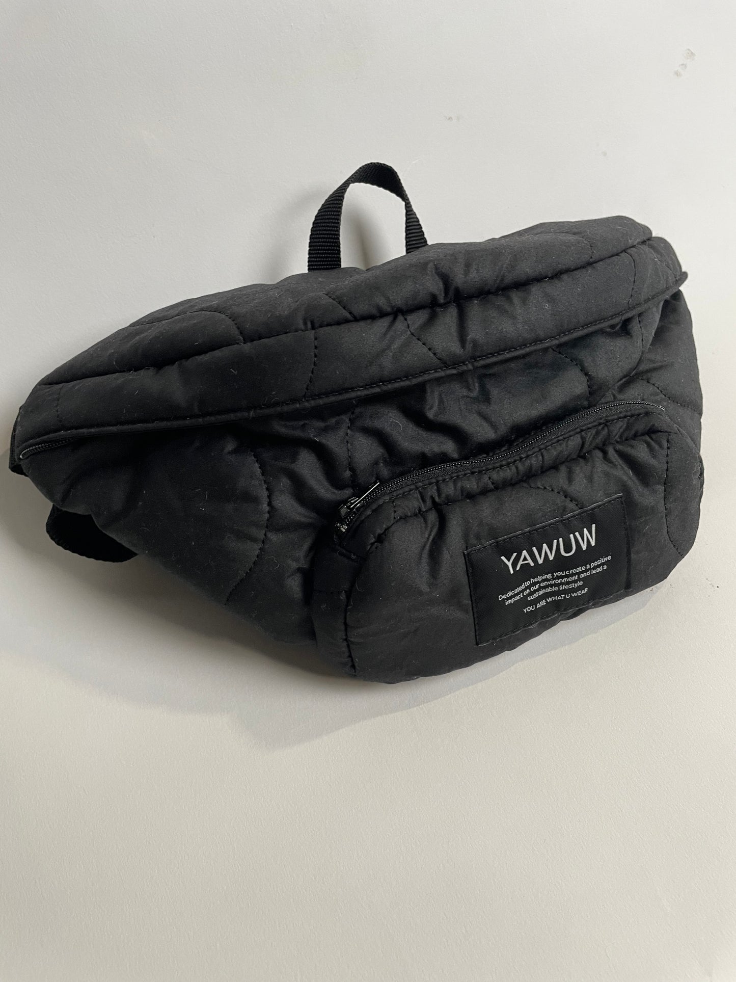 Black quilted organic cotton bumbag