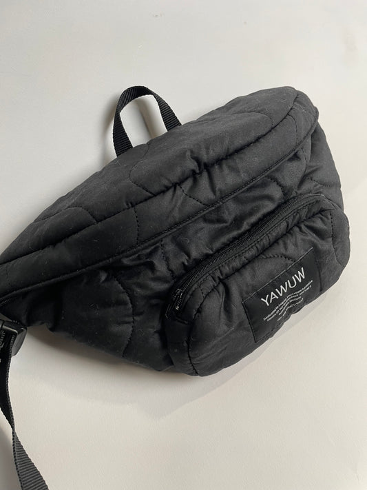 Black quilted organic cotton bumbag
