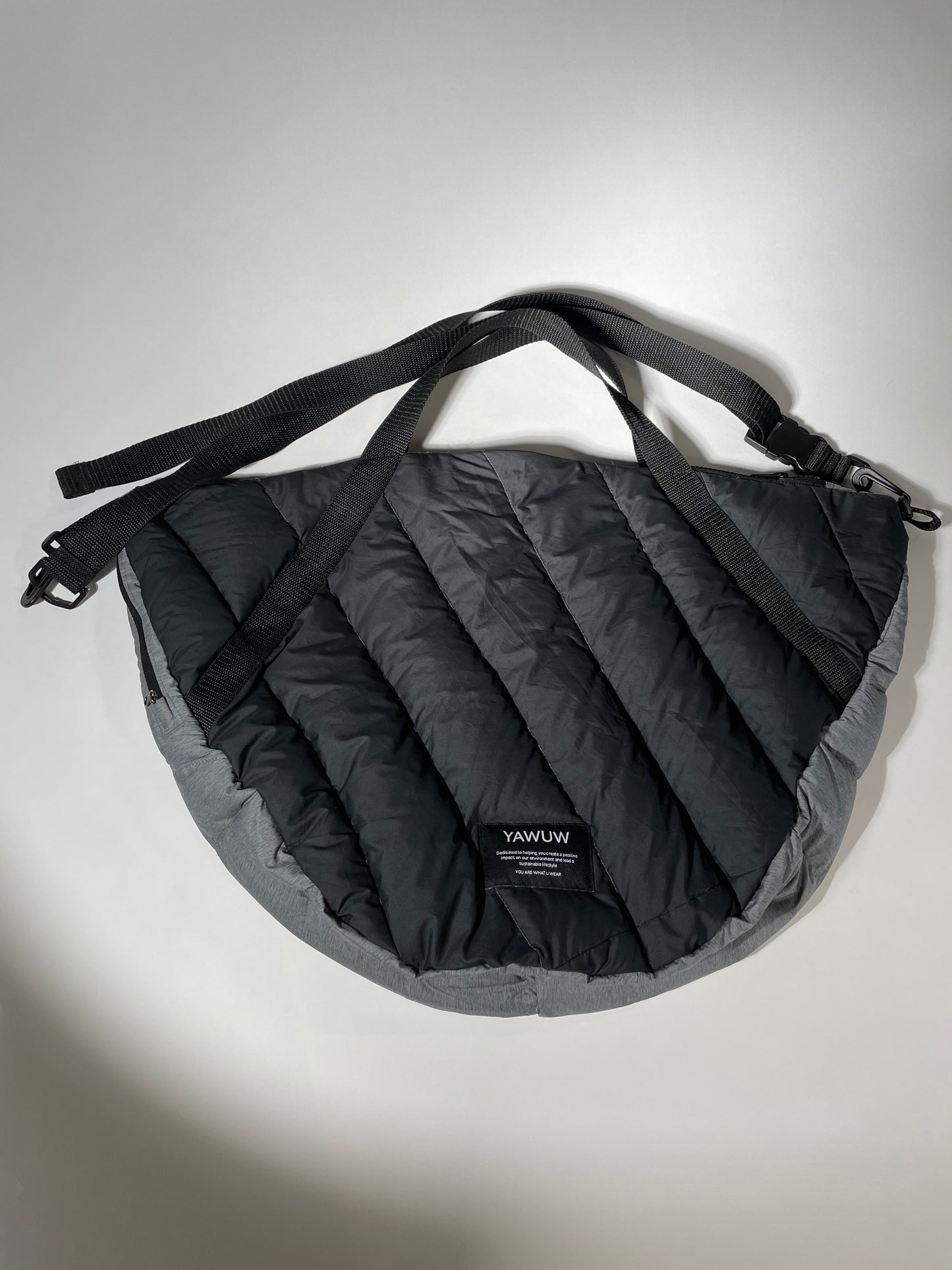 Large Weekend Bag - Upcycled North Face Jacket - Black and Grey