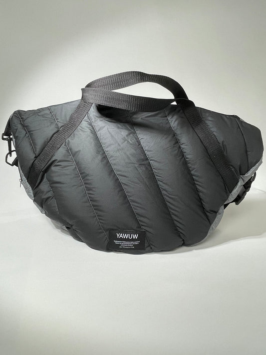 Large Weekend Bag - Upcycled North Face Jacket - Black and Grey