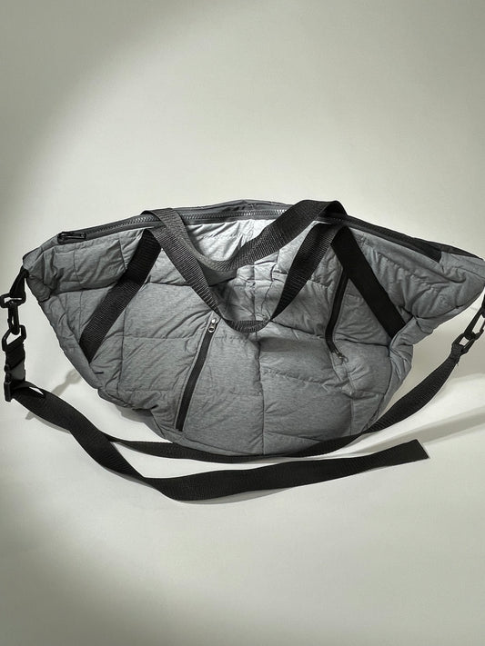 Large Weekend Bag - Upcycled North Face Jacket - Black and Grey