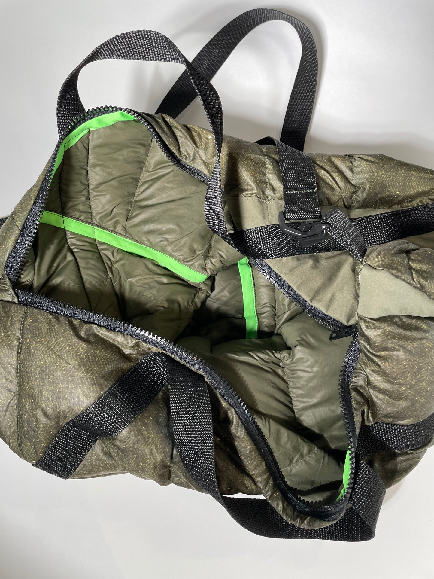 Large Weekend Bag - Upcycled North Face Jacket - Green