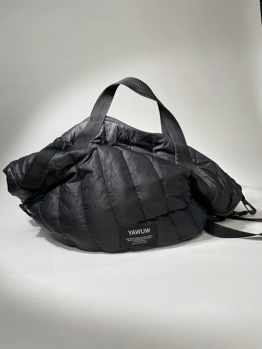 Large Weekend Bag - Upcycled North Face Jacket - Black