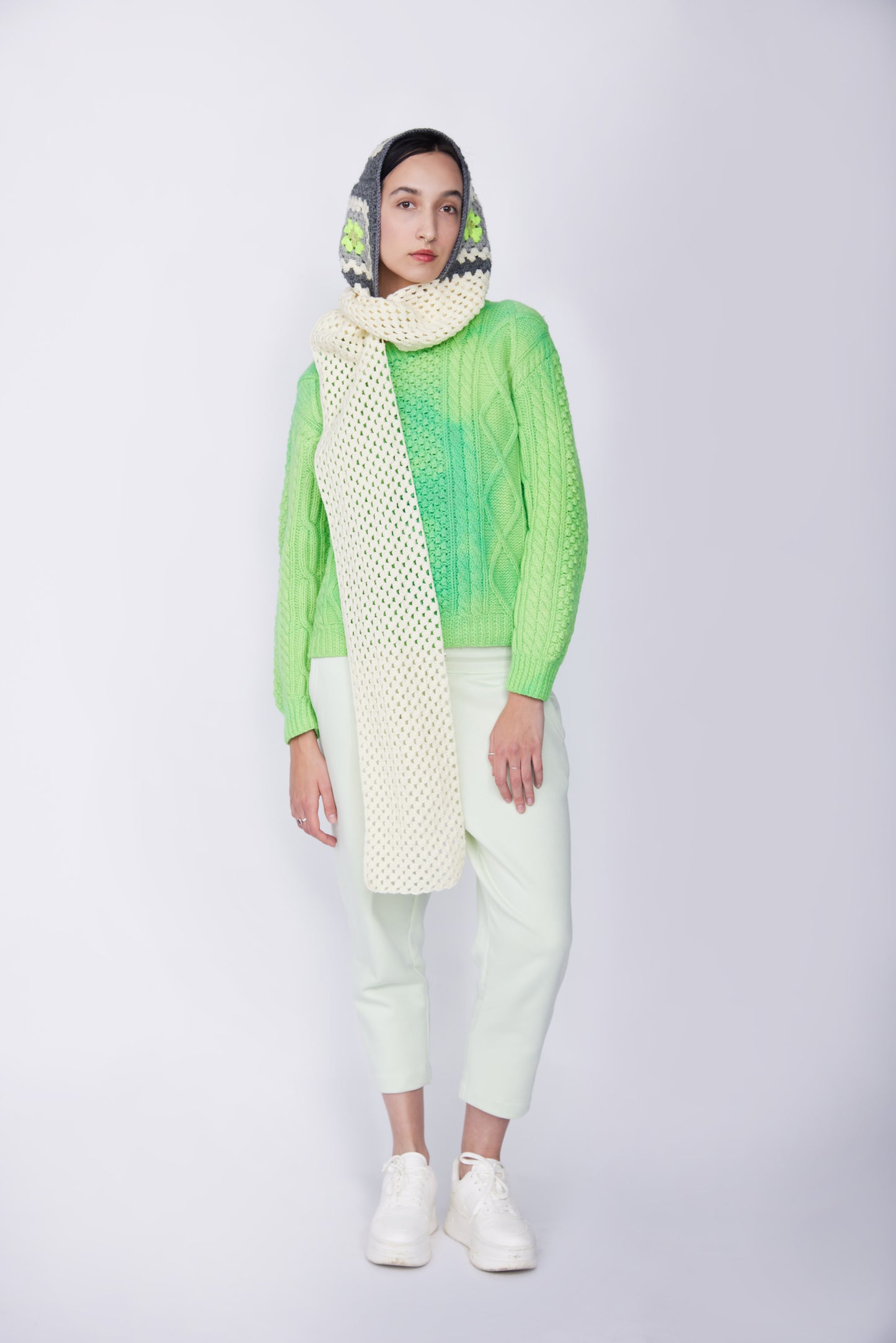 Aran Jumper - Neon Green