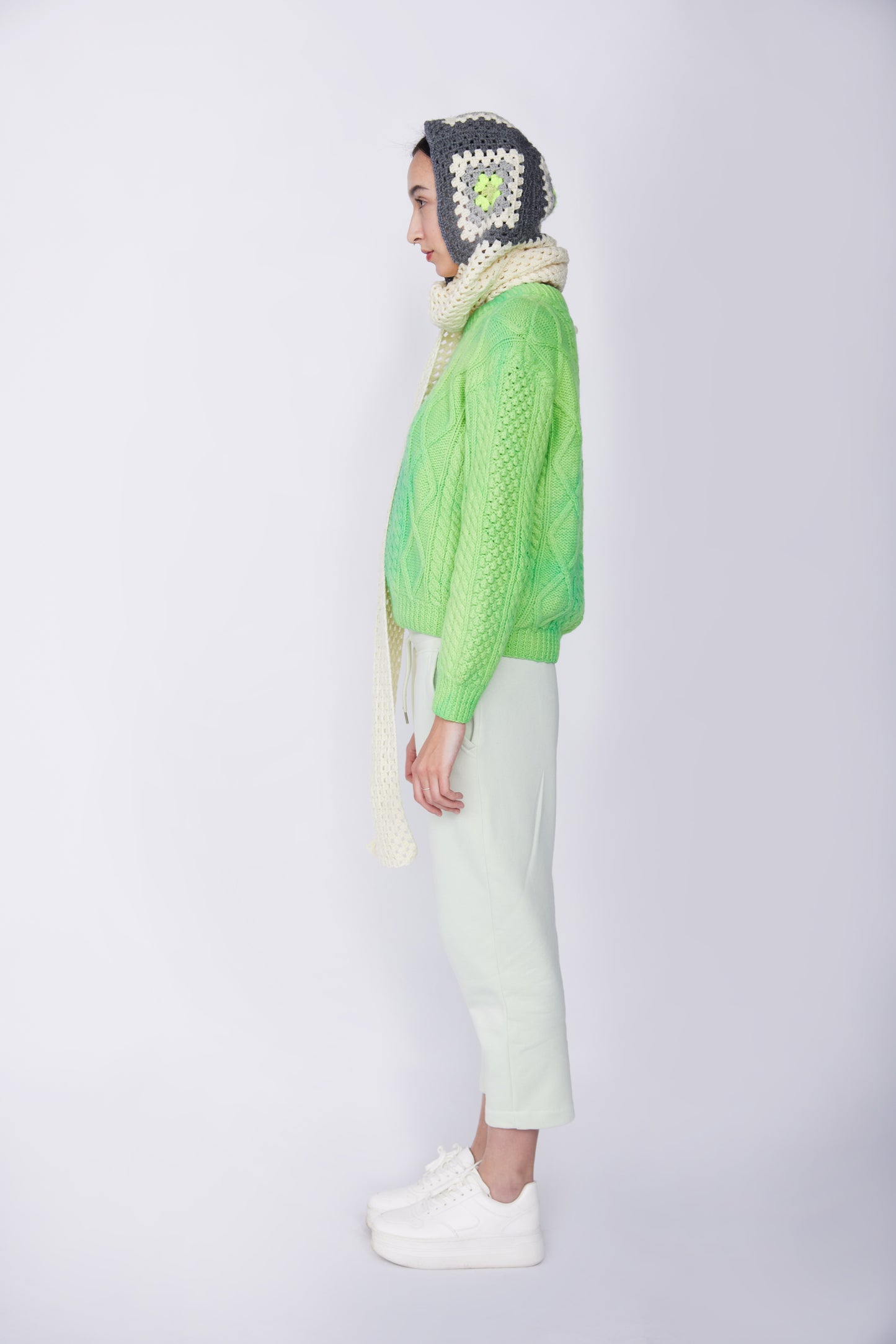 Aran Jumper - Neon Green