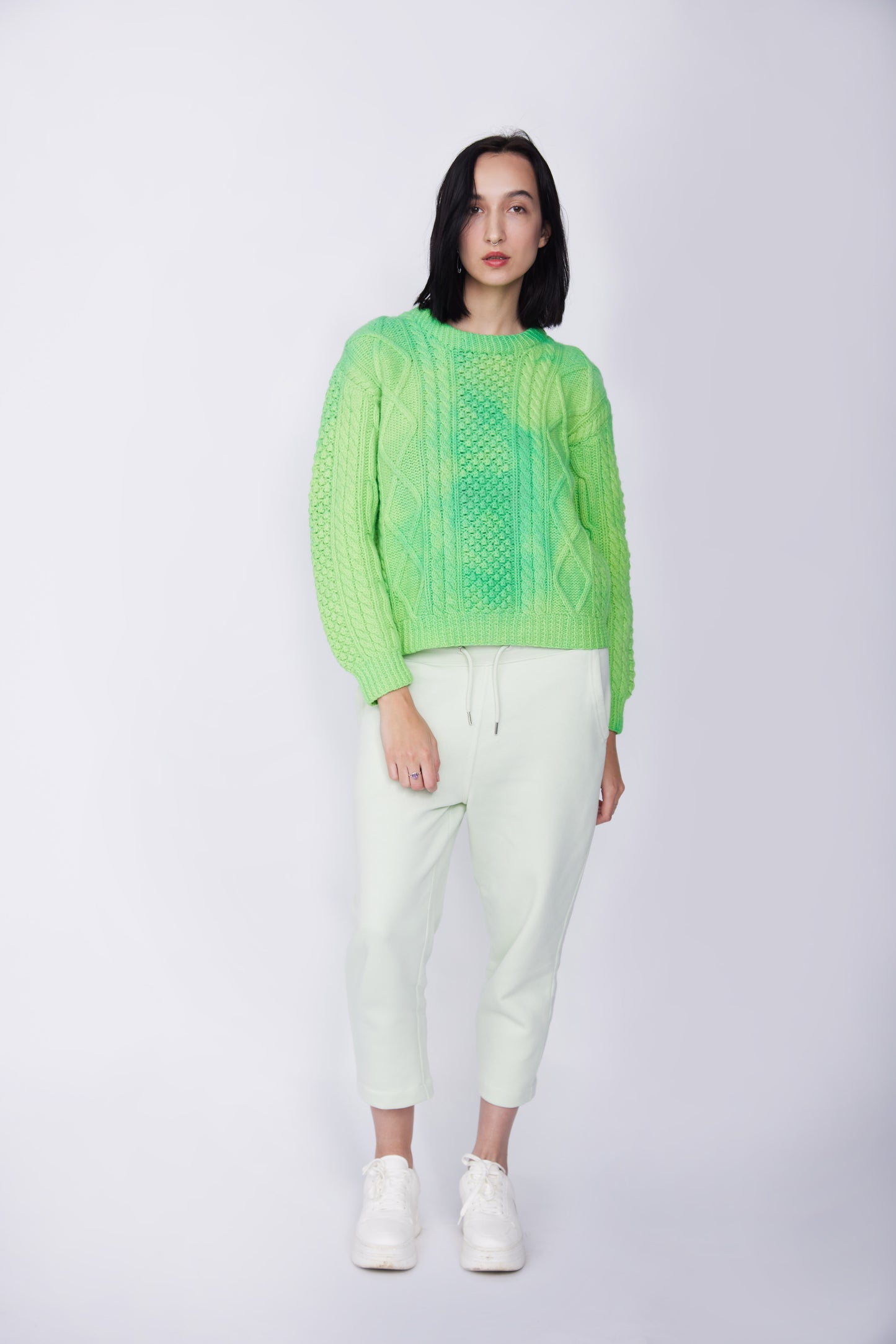 Aran Jumper - Neon Green