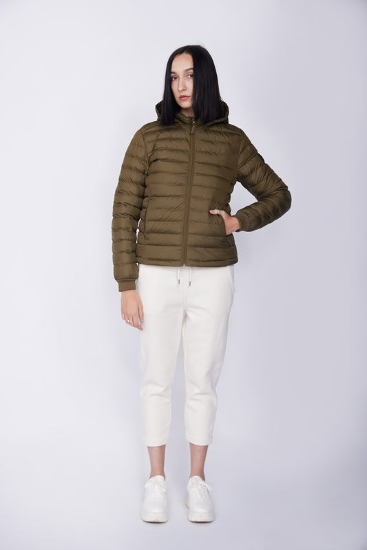 100% Recycled Polyester Puffa Jacket - Olive