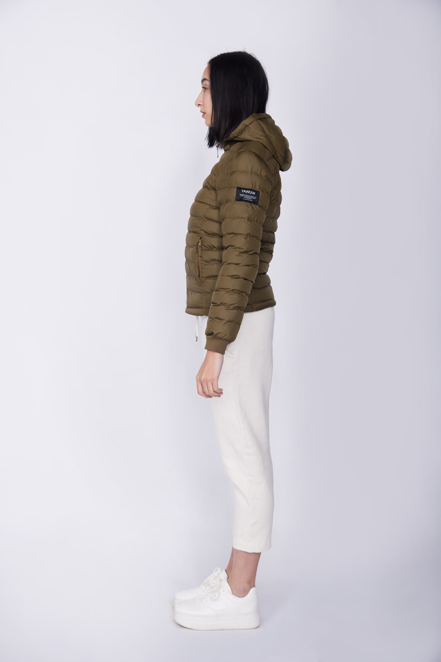 100% Recycled Polyester Puffa Jacket - Olive