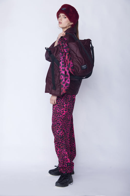 Short burgundy scarf - 100% Recycled Silk