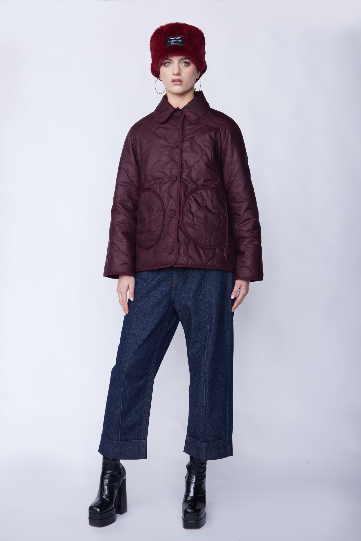 Burgundy Quilted Jacket - With Wool Quilting