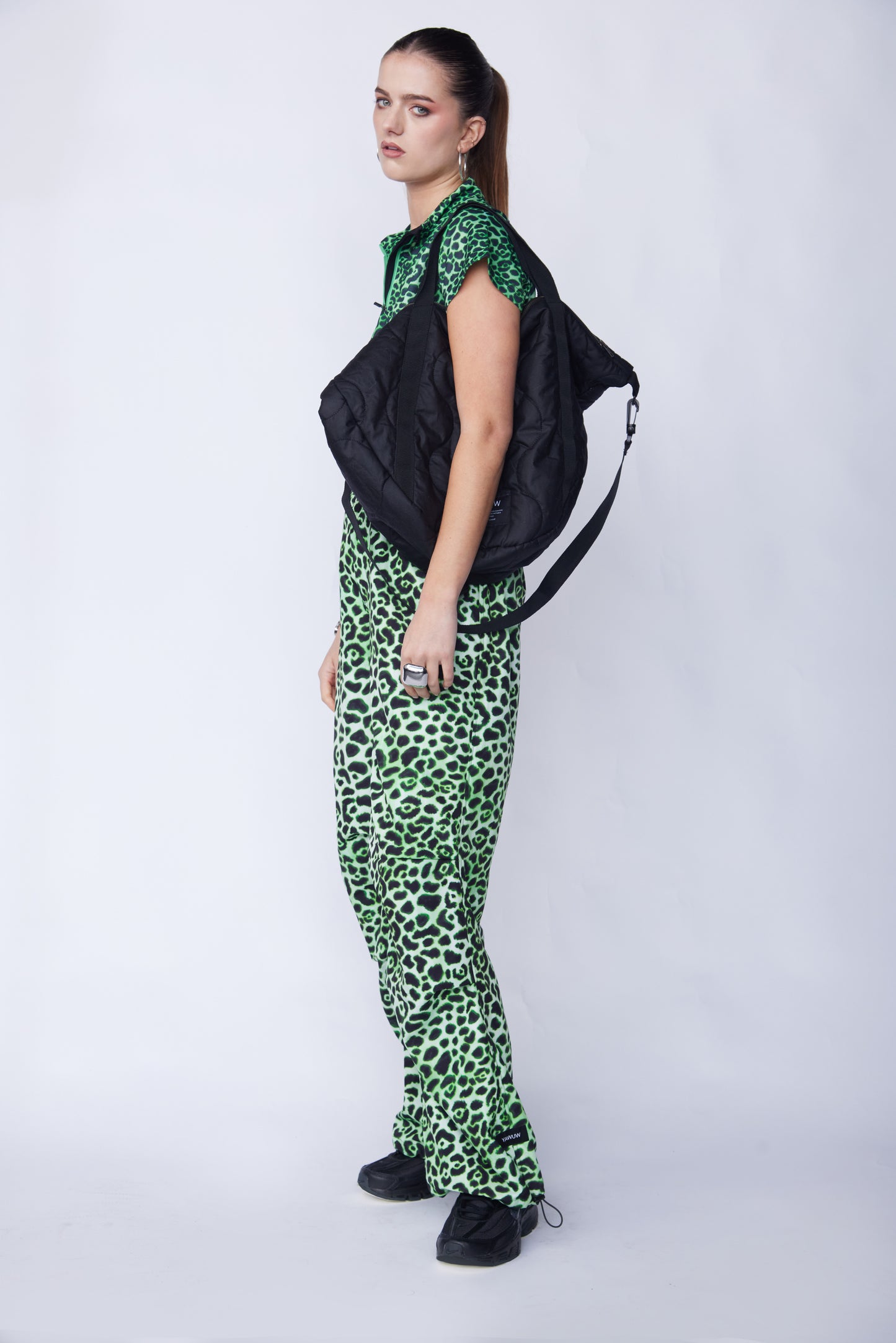 Olive Green Large Quilted bag - With Wool quilting - Unisex