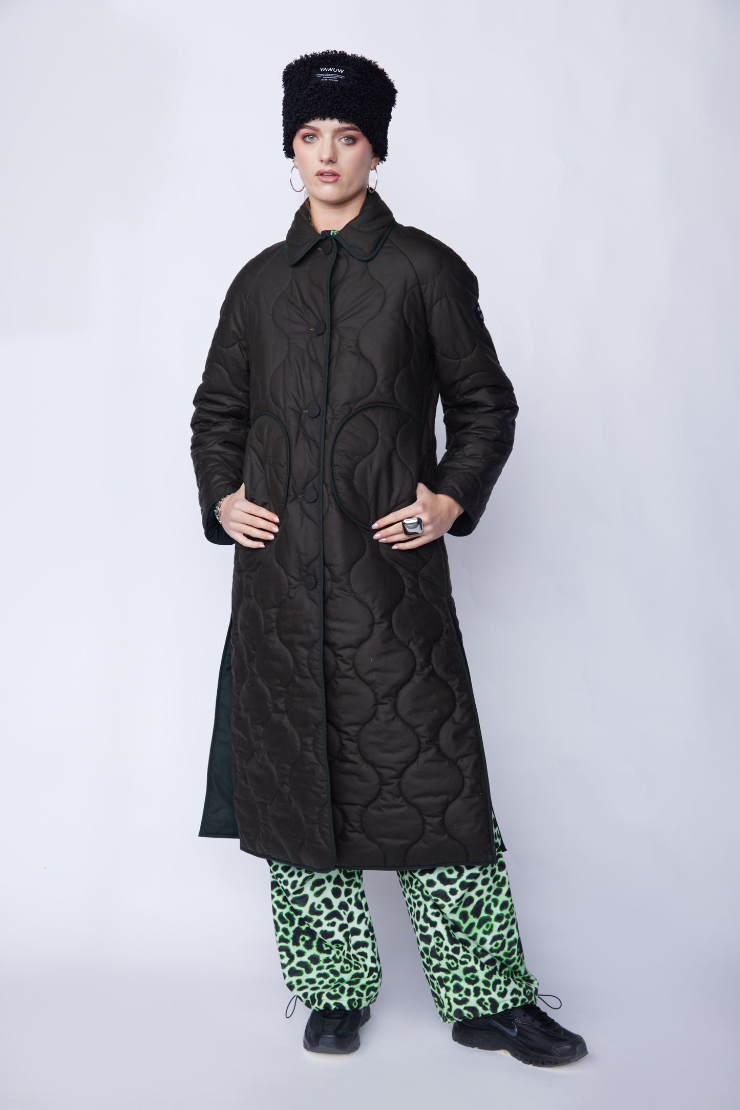 Olive Quilted Coat - With Wool Quilting