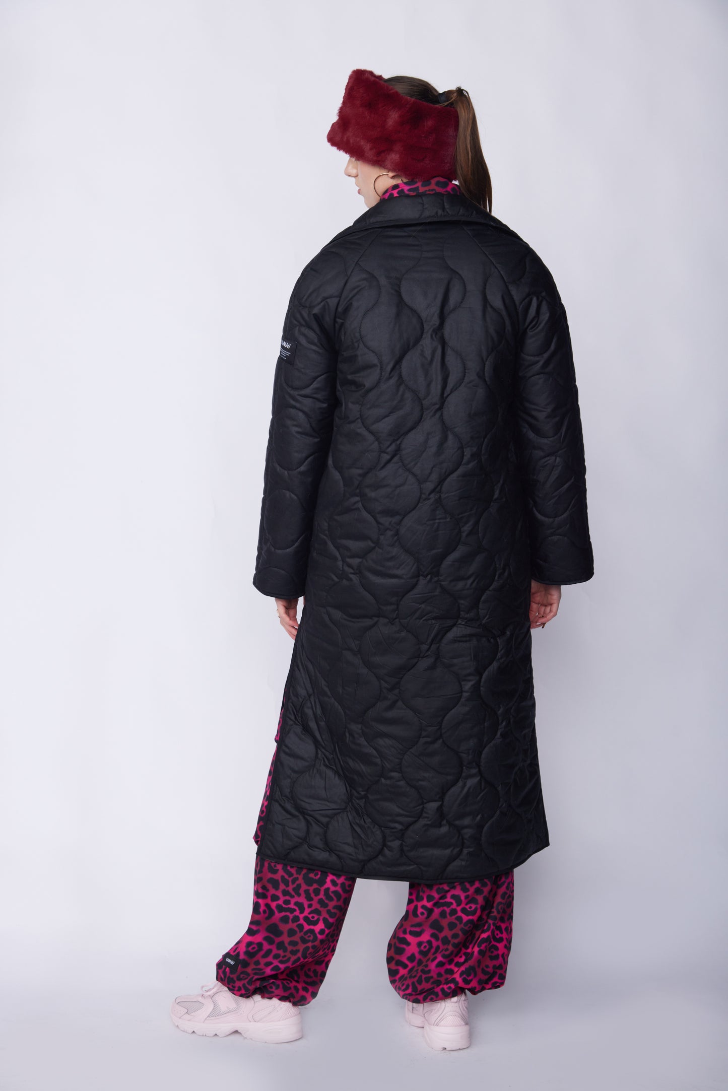 Black Quilted Coat - Filled with Wool