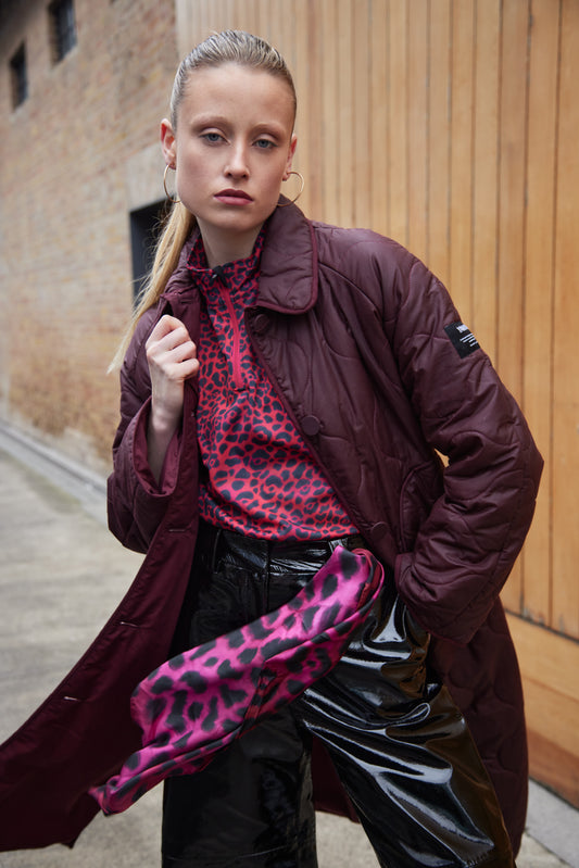 Short burgundy scarf - 100% Recycled Silk