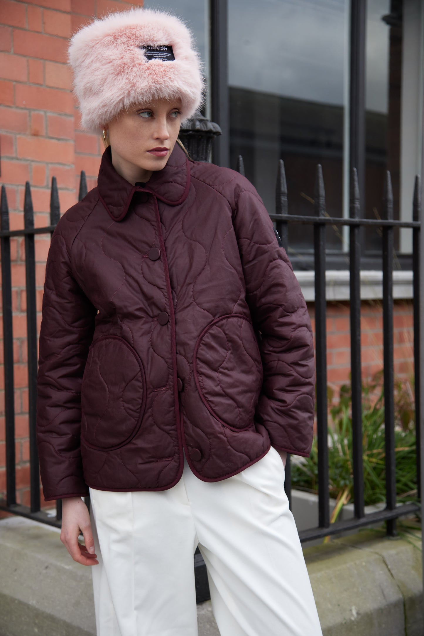 Burgundy Quilted Jacket - With Wool Quilting