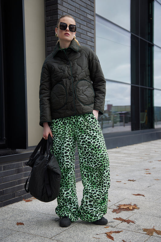 Olive Green Quilted Jacket - With Wool Quilting