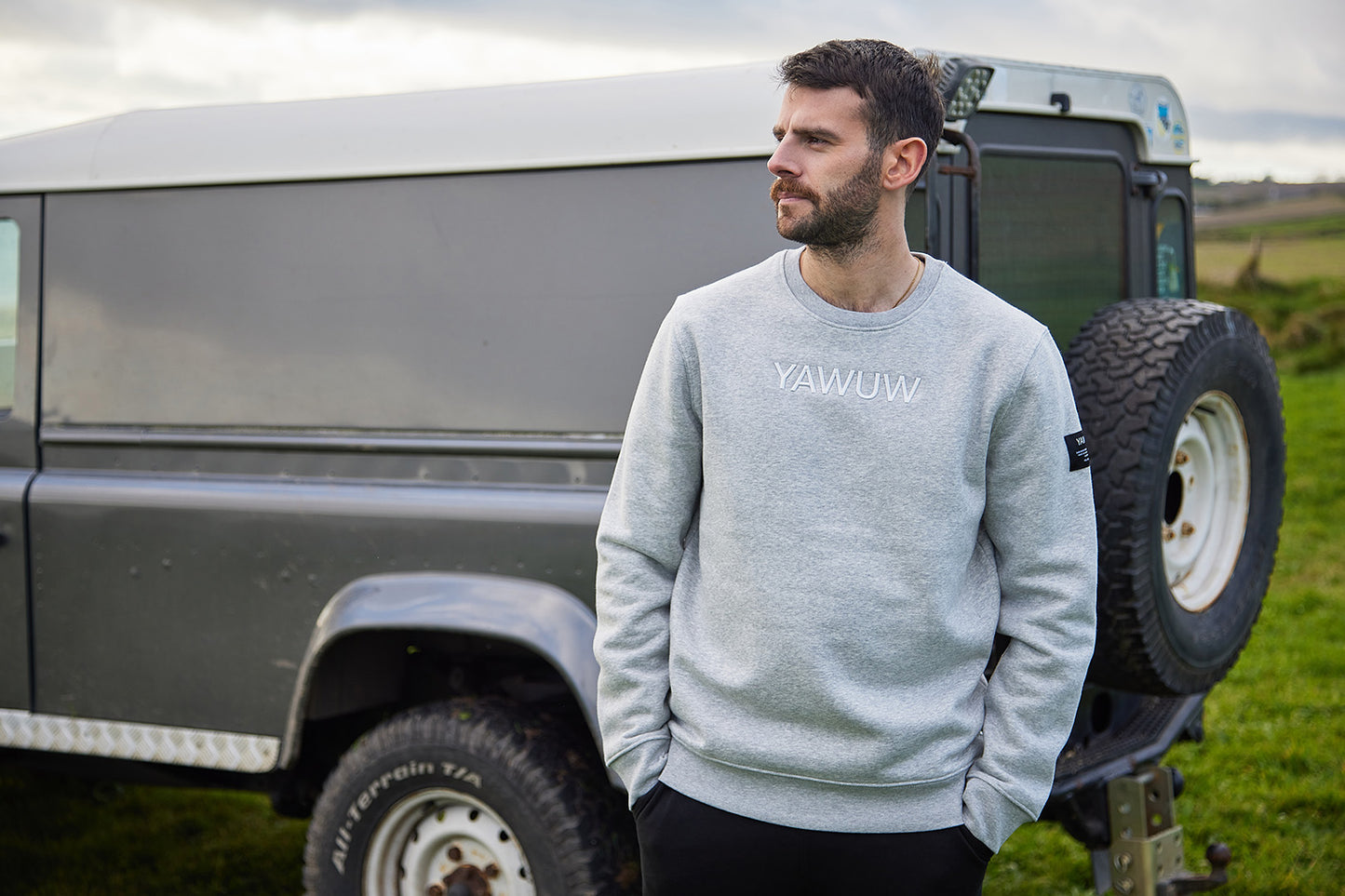 Mens Light grey organic cotton sweatshirt designed in Ireland